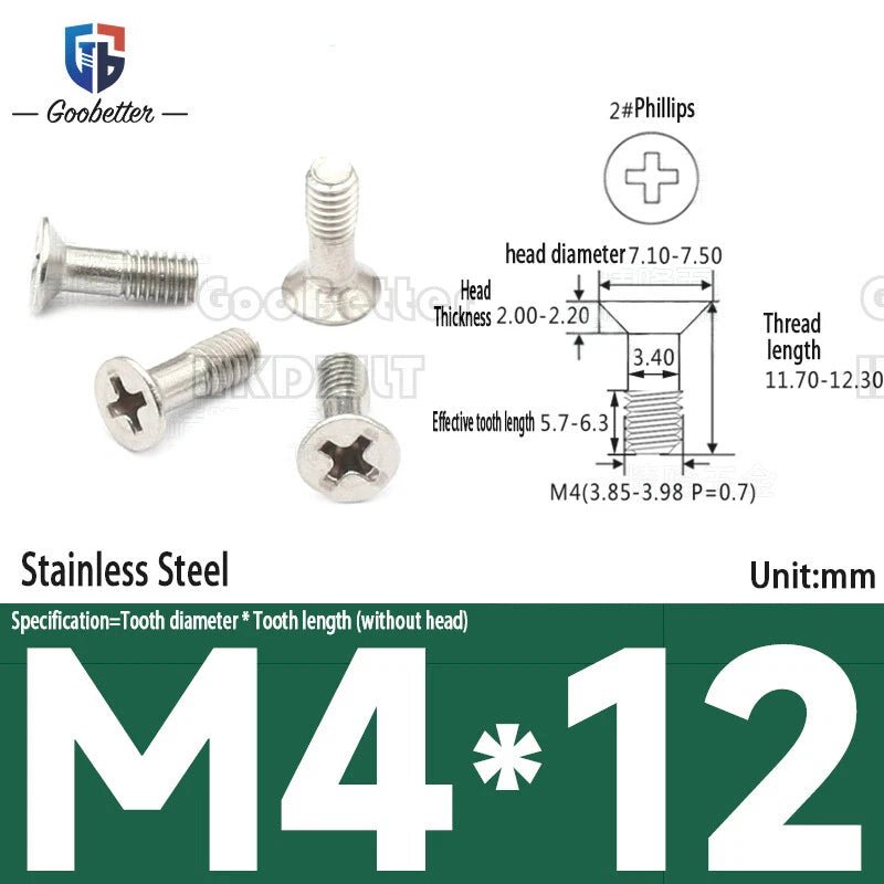 M4 Phillips Flat Head Countersunk Machine Screws — 5 to 45mm, Carbon Steel & Stainless, 9 Finishes - HomeDIYer