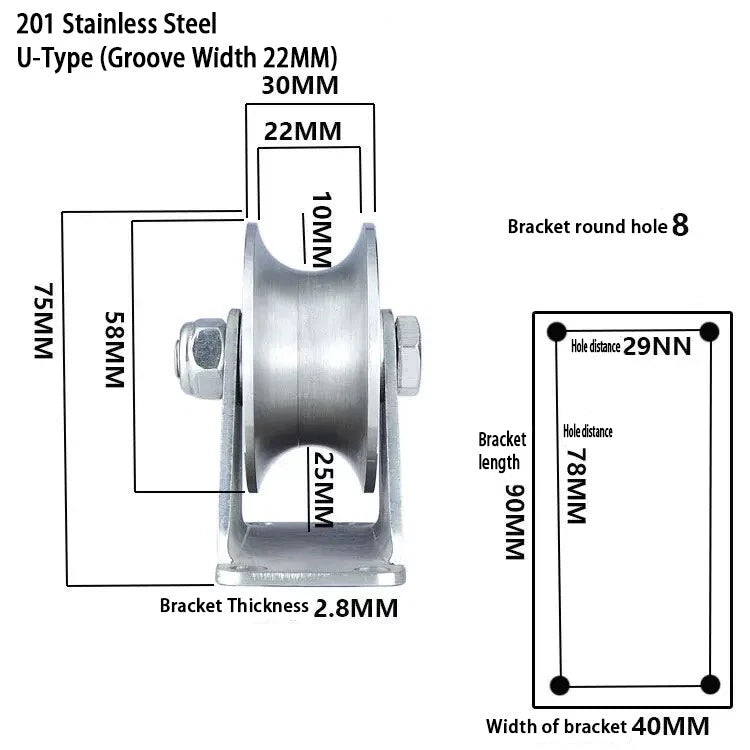 V/U/H Typ Single Wheel Pulley Block Sliding Gate Rollers Heavy Duty Caster Wheel