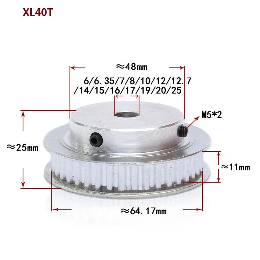 XL 10-100T Timing Belt Pulley Pitch 5.08mm Synchronous Wheel For 10mm Width Belt