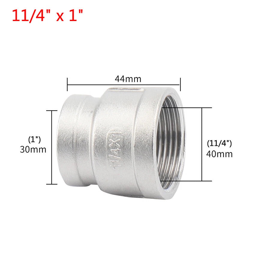 BSP Female Pipe Fittings Reducer Adapter, 304 Stainless Steel, 3/8" to 2"
