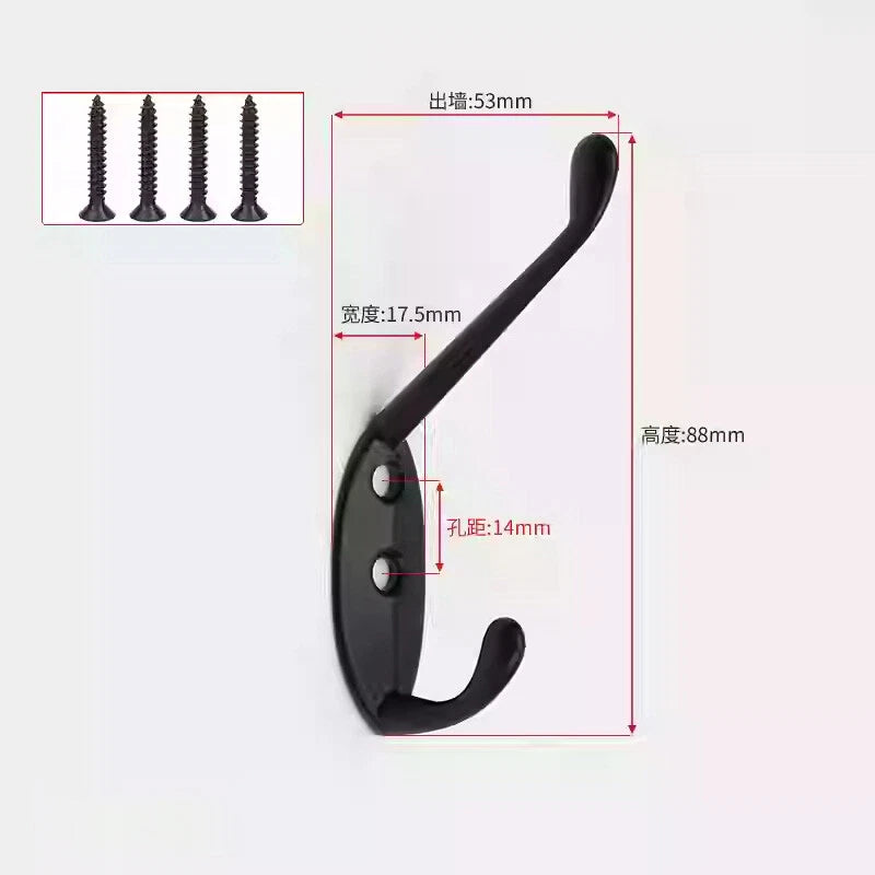 Double Hat Coat Hooks Hanger Door Wall Cloth Towel Holder Organiser Rack Robe