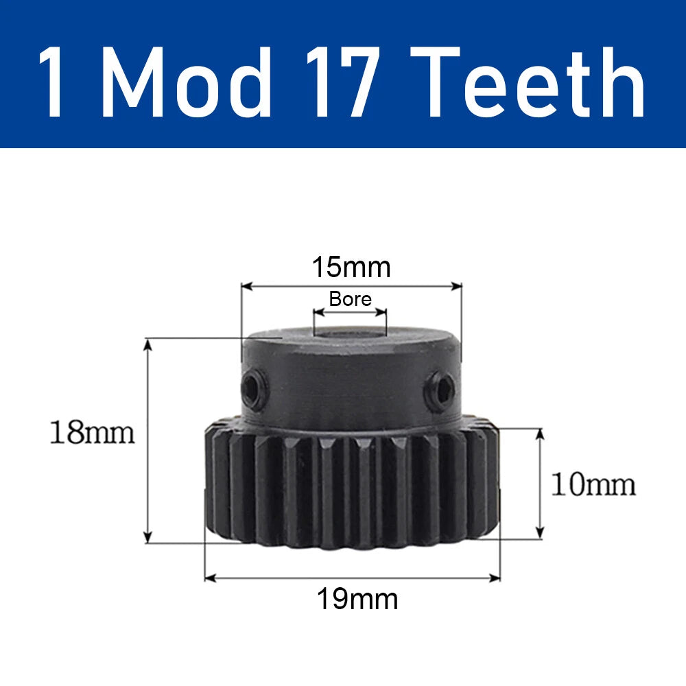 Spur Gear 1 Modulus, 10 to 25 Teeth, Transmission Gears Pitch 3.14mm Motor Gear