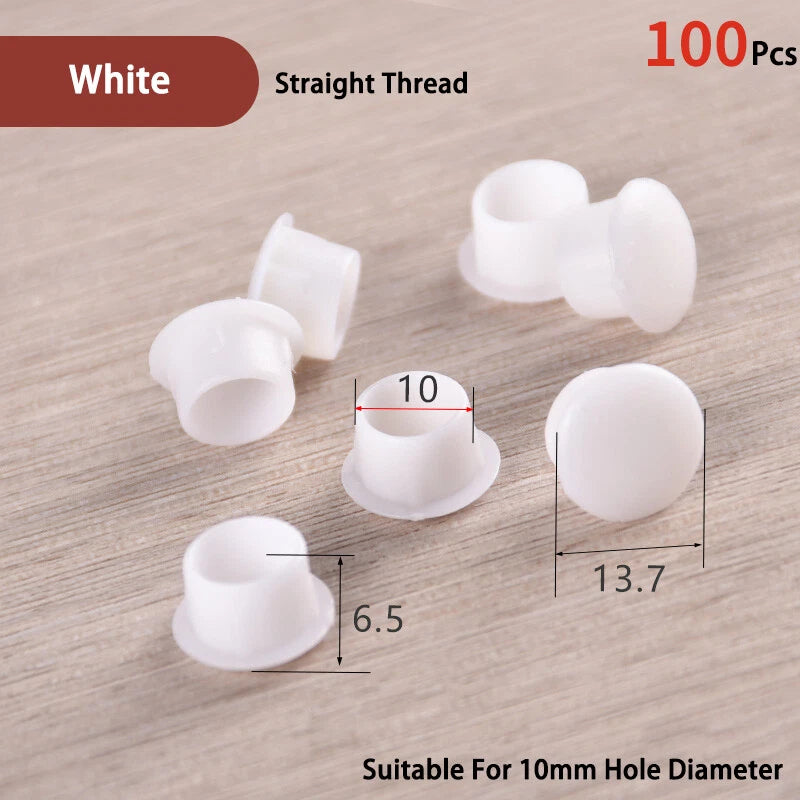 Plastic Screw Hole Cover Caps – For 5mm to 16mm Holes (100-Pack) – Multiple Colors