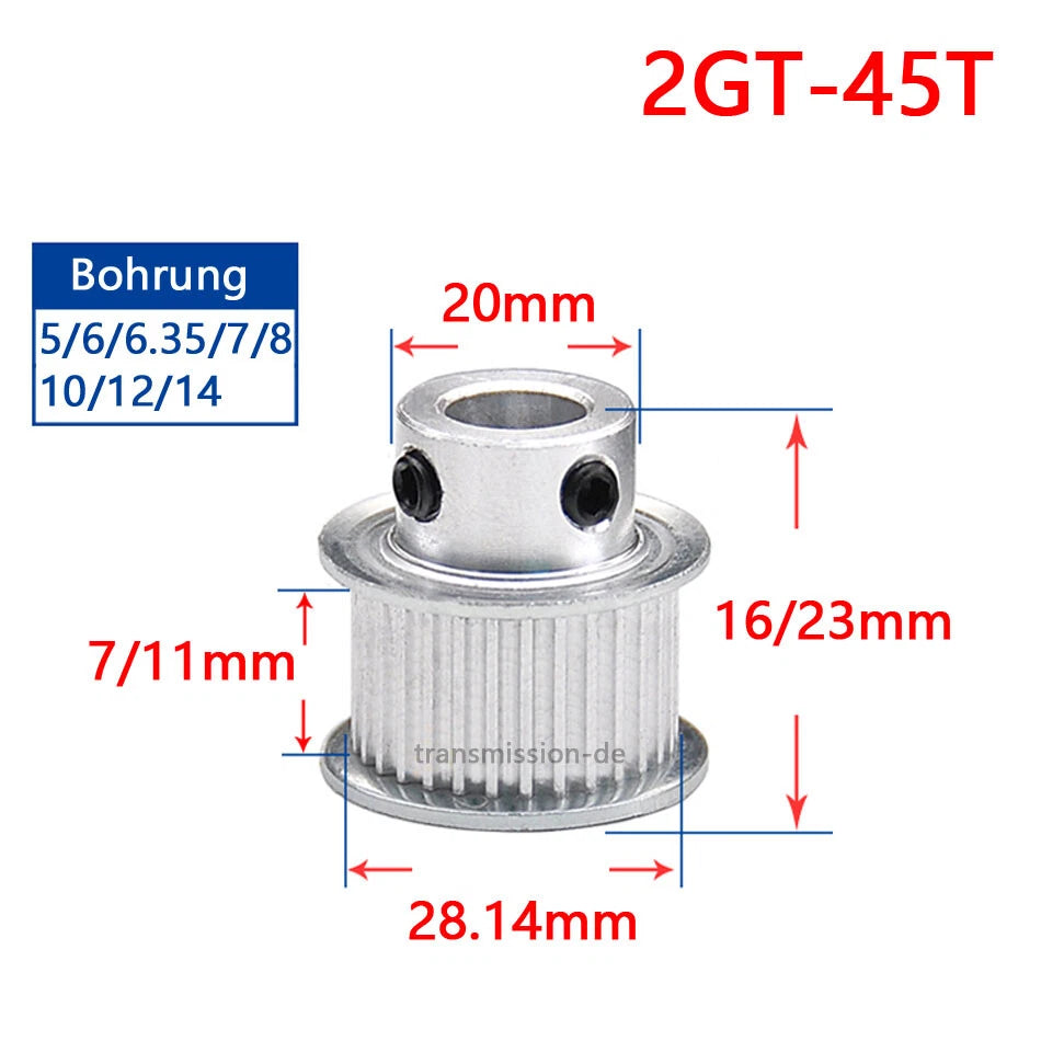16T - 100T Synchronous Wheel GT2 Timing Belt Pulley for 10 mm width Drive Belts