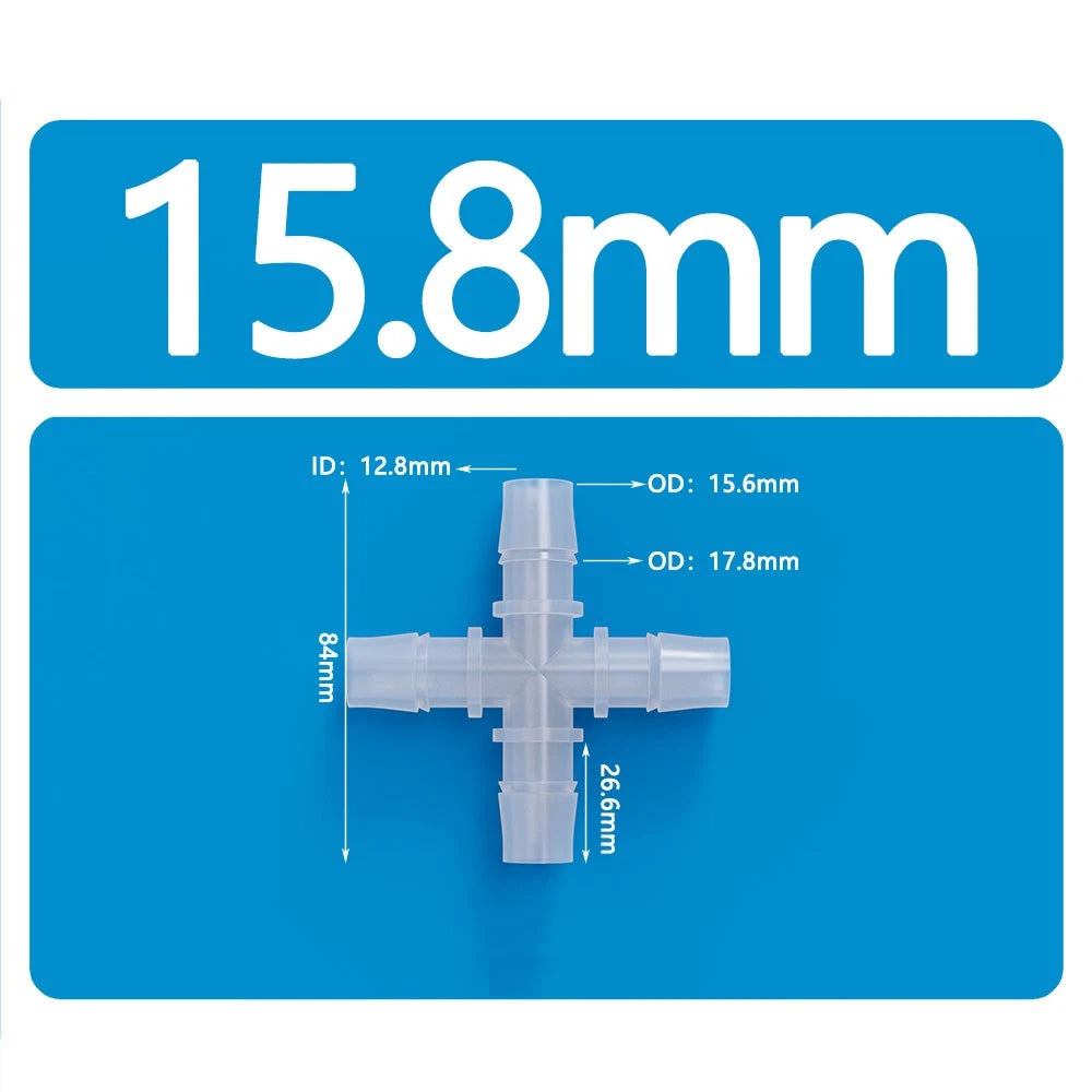 X Piece & Side 4-Way Plastic Hose Pipe Connector — Water Oil Gas Air Joiner