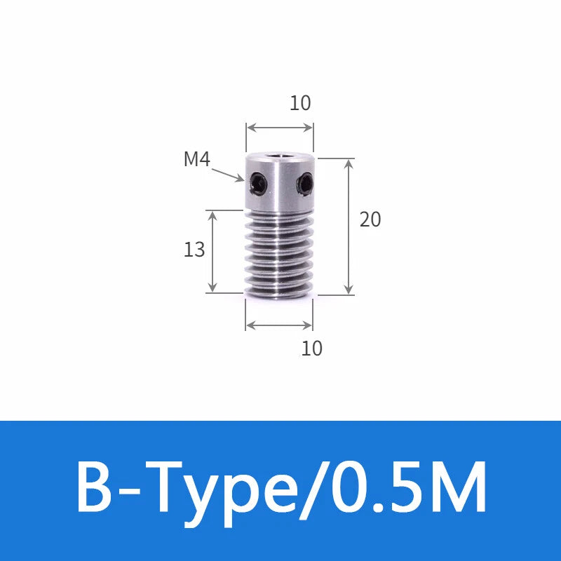 Brass Worm Wheel Gear 0.5/0.8/1/1.5 Module Transmission Gear Worm Rod Gear Shaft