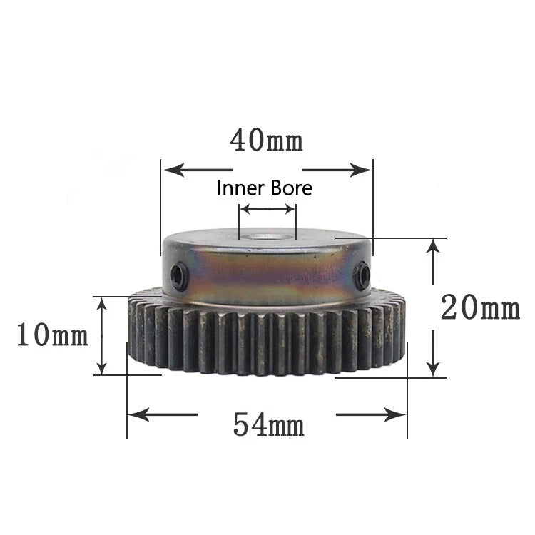 Steel 45# Mod 1 Spur Pinion Gear 40-80 Teeth Motor Gear 6-25mm Bore With Screw