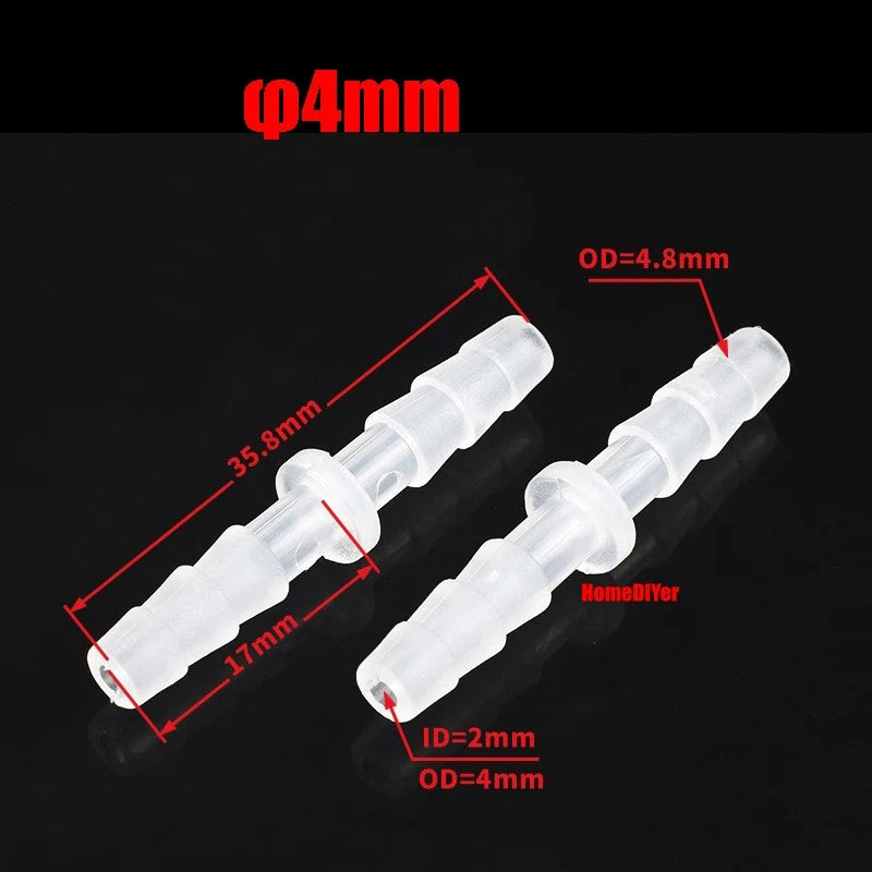Plastic Barbed Connector 4mm~12mm Straight Cross Pipe Hose Tubing Joiner Fitting