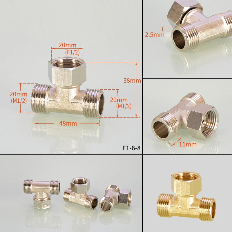 1/2" Copper Tee Elbow Diverter Valve Adapter — Hose & Shower Connector (24 Styles)