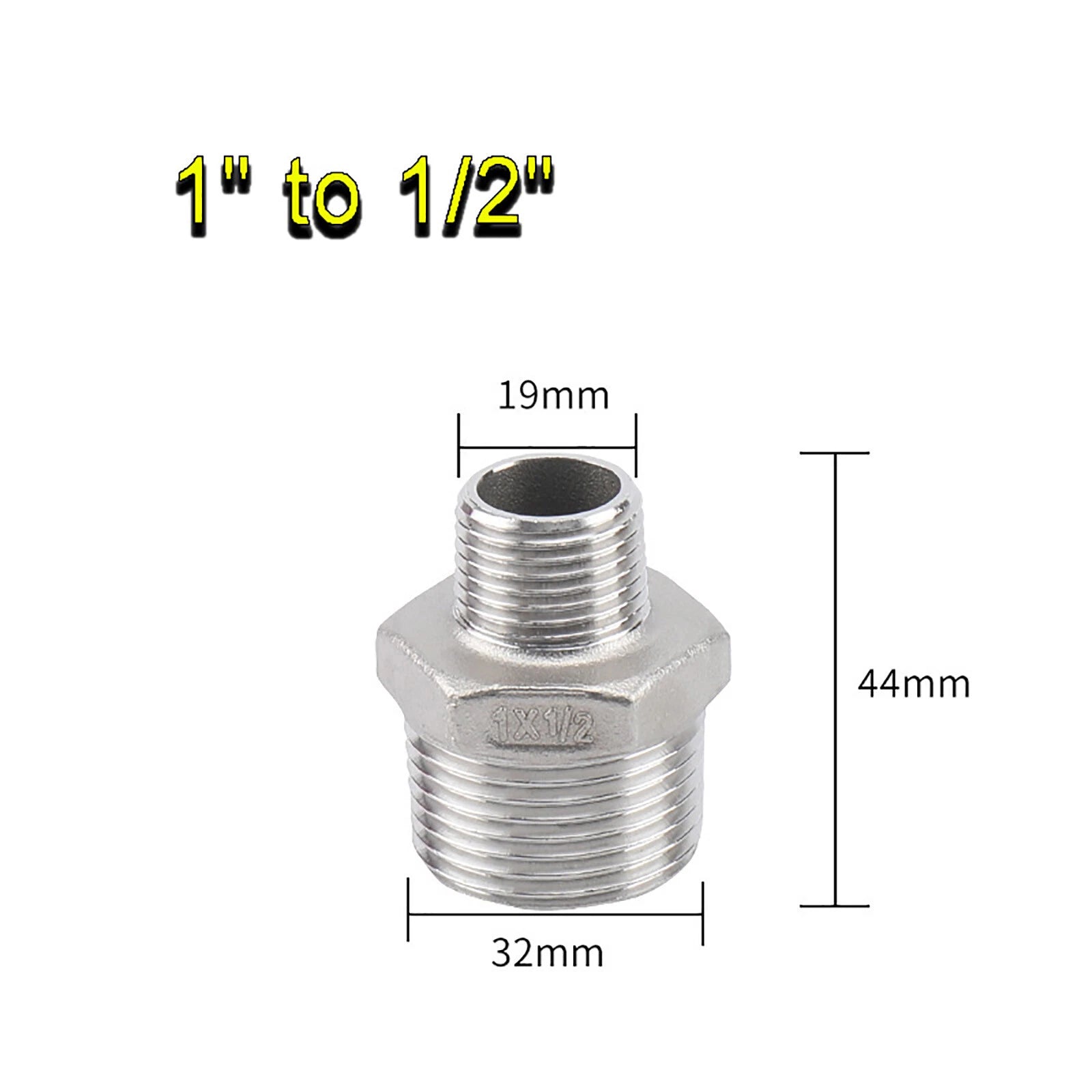 BSP Male to Male Reducing Hex Nipple 304 Stainless Steel Pipe Connector