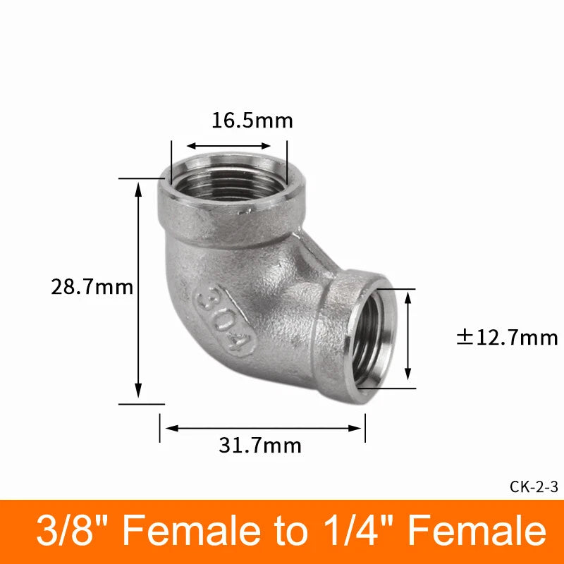 Stainless Steel 90° Elbow BSP Pipe Fittings — Same-Size & Reducing Female/Male Adapters