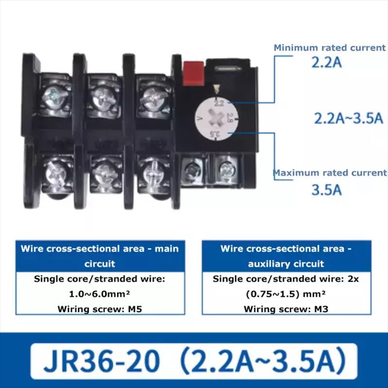 Thermal Overload Relays 0.32Amp - 160Amp For 3 Phase Motor Protector JR36 Series - HomeDIYer