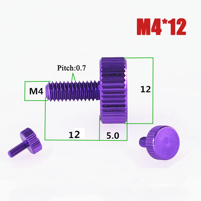 M2–M6 Aluminum Alloy Knurled Thumb Screws | Hand-Tighten Knob Bolts, 10 Colors