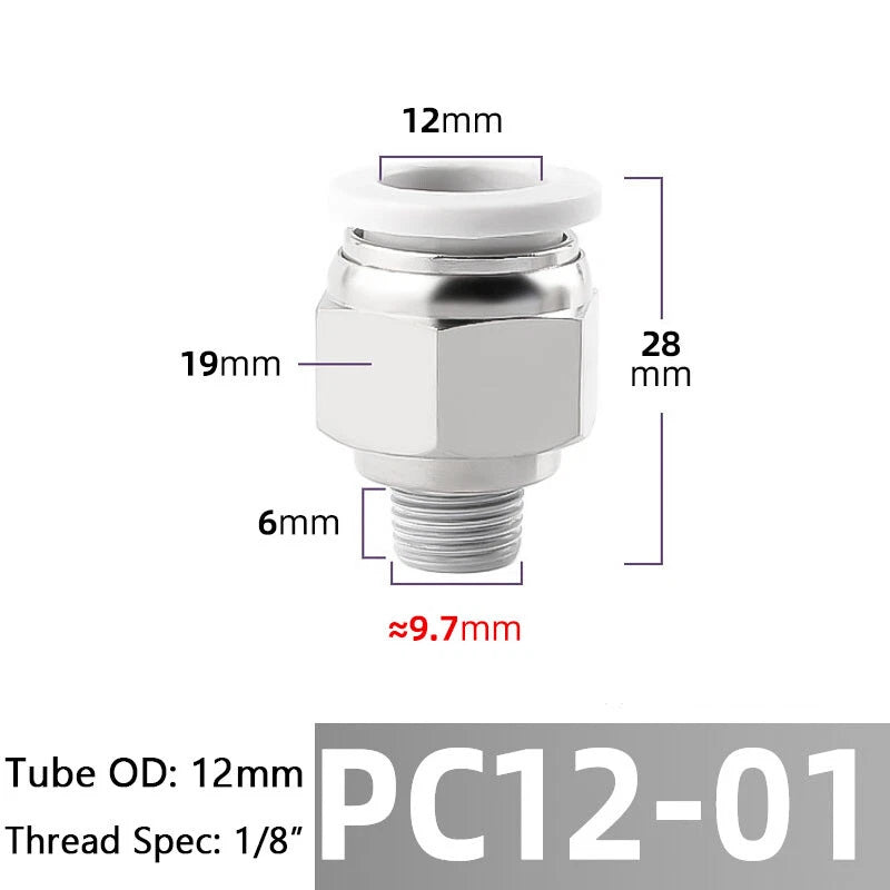 Straight Male Stud Push-to-Connect Pneumatic Fitting for Air & Water Hose