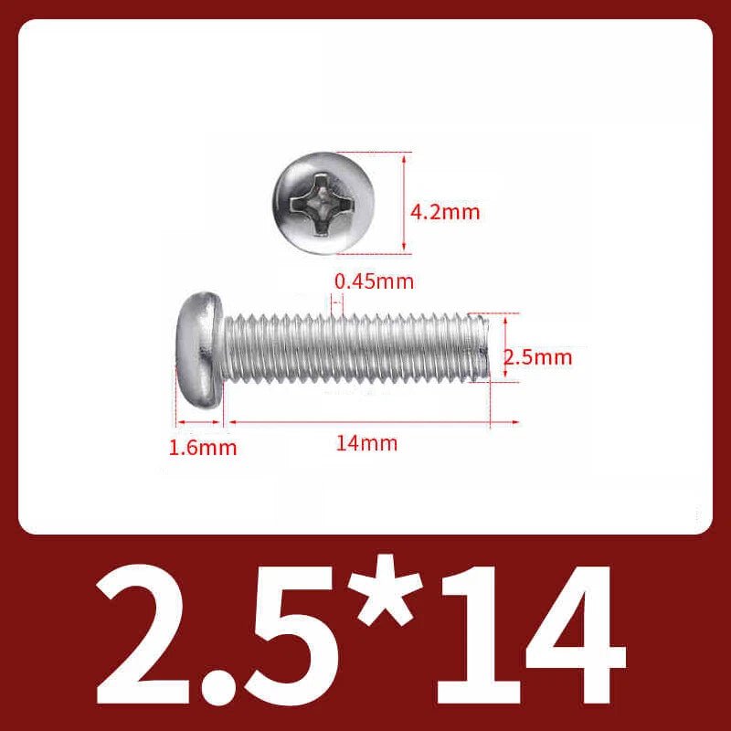 M2.5 Pozi Pan Head Machine Screws A2 Stainless Steel — Multiple Lengths - HomeDIYer