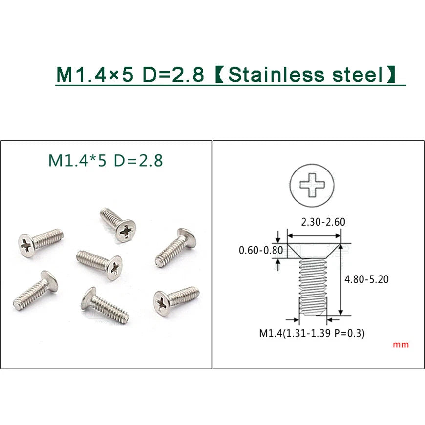 M1–M1.8 Phillips Countersunk Flat Head Machine Screws – Carbon Steel or 304 Stainless, Multiple Finishes