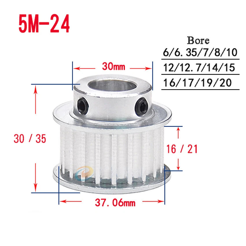 HTD-5M 10T-72T Timing Belt Pulley With Step Bore 5-25mm, For 15mm Width Belt