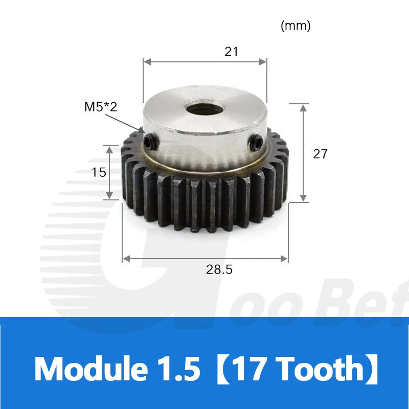 Spur Gear C45 Steel Mod 1.5 with Hub 12-60 Tooth Motor Pinion Hardened Precision