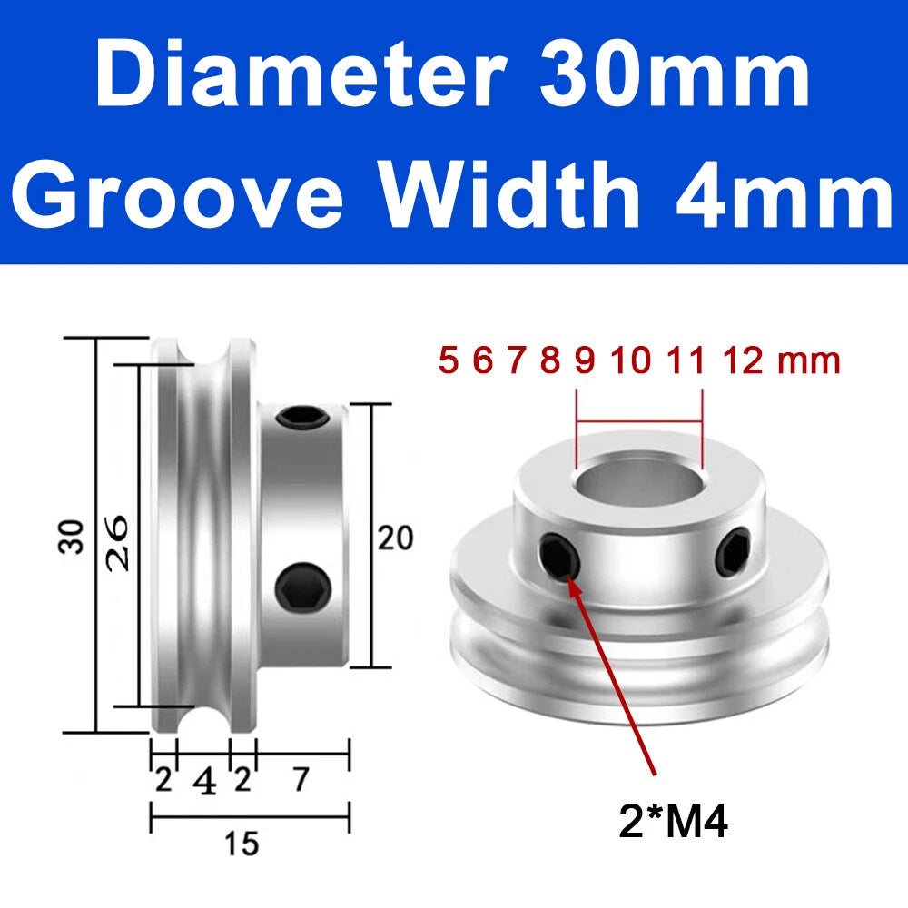 Alu U Pulley OD 20 30 40 50 60 80mm Single Groove Fixed Pulley for PU Round Belt