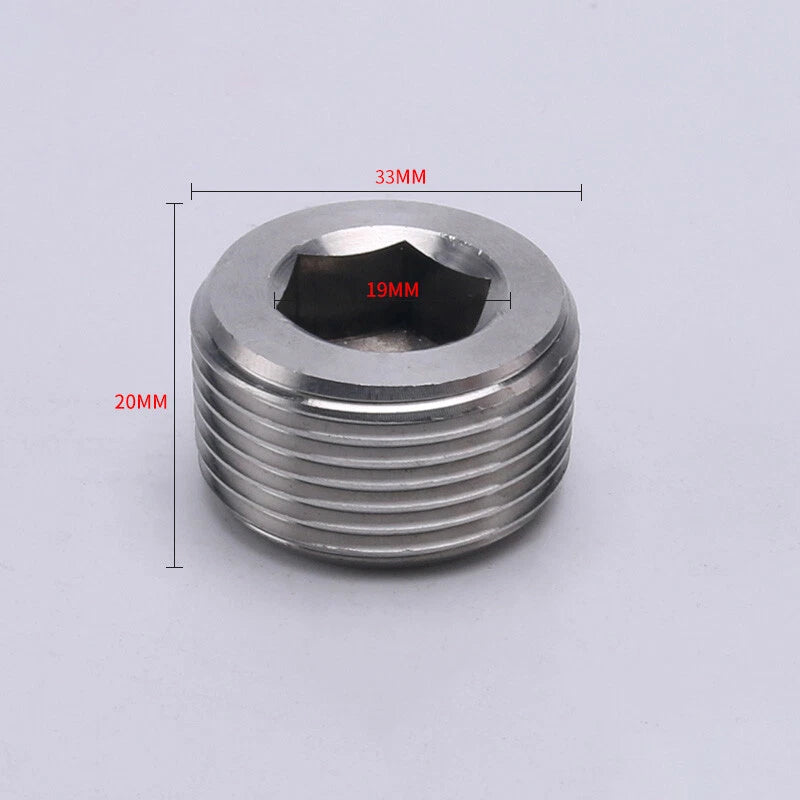 BSP Male Stainless Steel Countersunk End Plug — Internal Hex, 1/4" to 2"