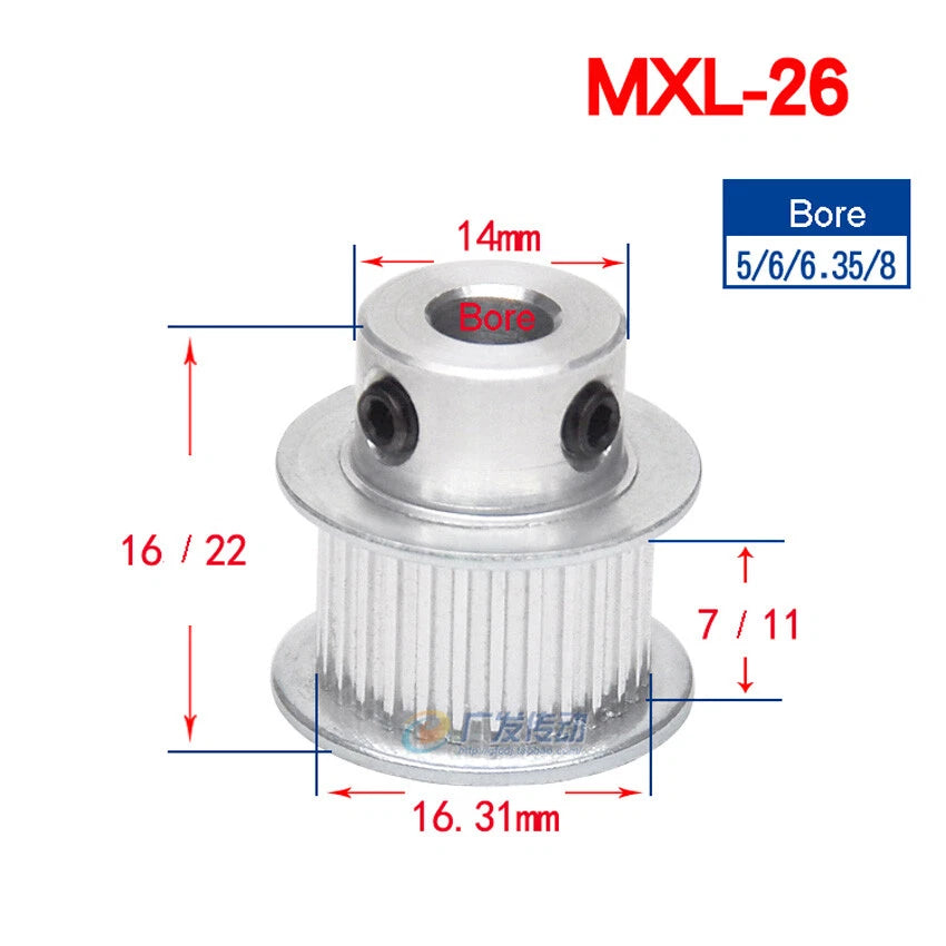 MXL 14-160Teeth Timing Belt Pulleys Pitch 2.032mm With Step For 10mm Width Belt