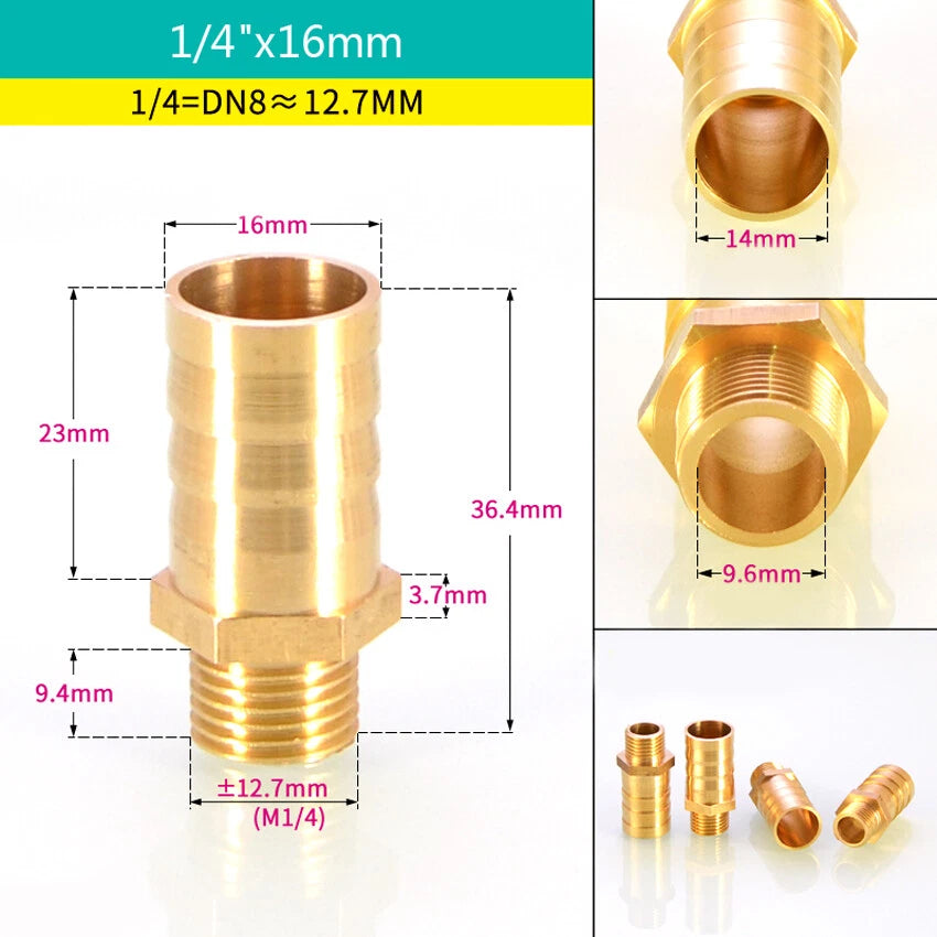 BSP Male & Female Thread Barb Hose Tail Connector — Air Fuel Water