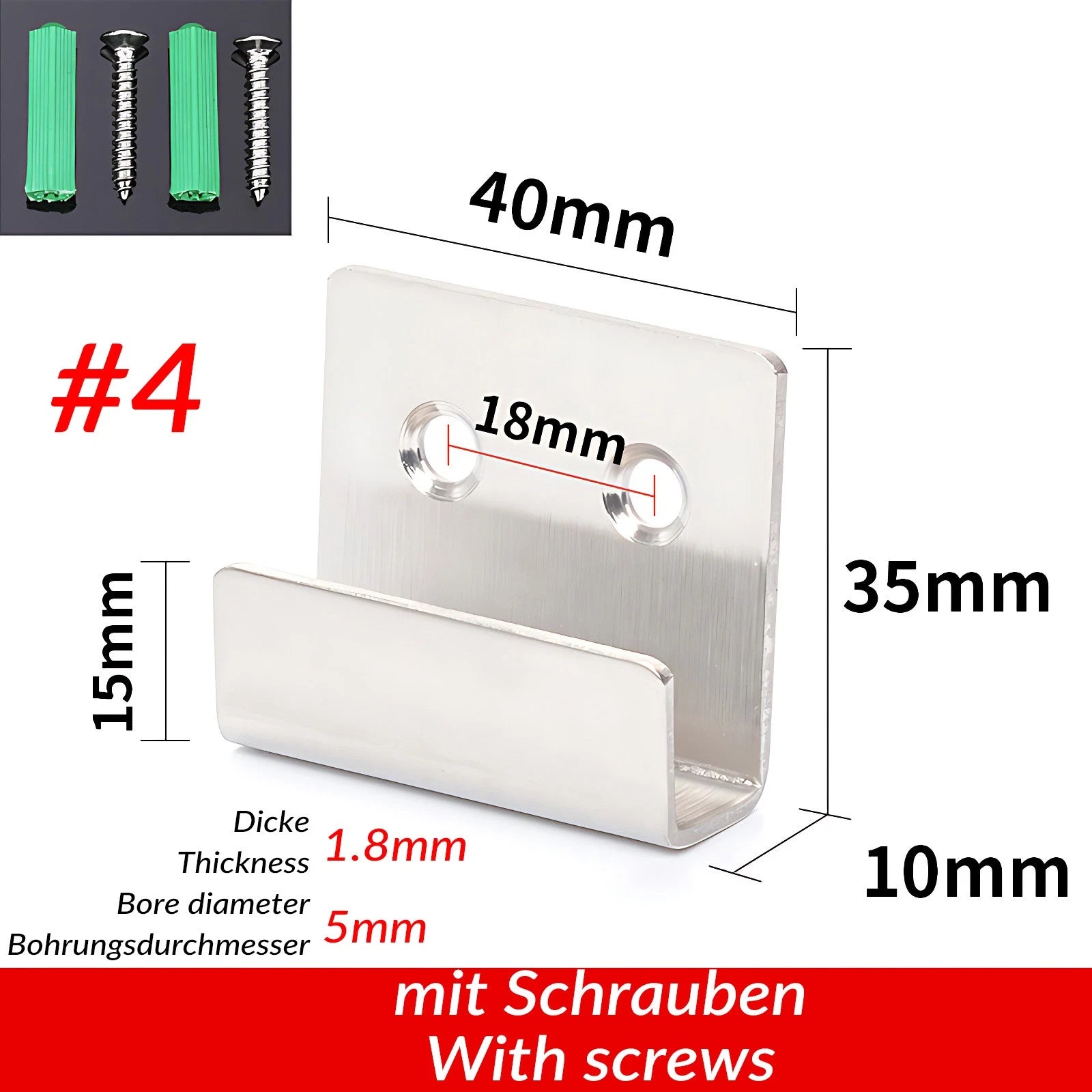 U Shaped Brackets Flat Hooks Stainless Hooks Ceramic Tile Display Bracket