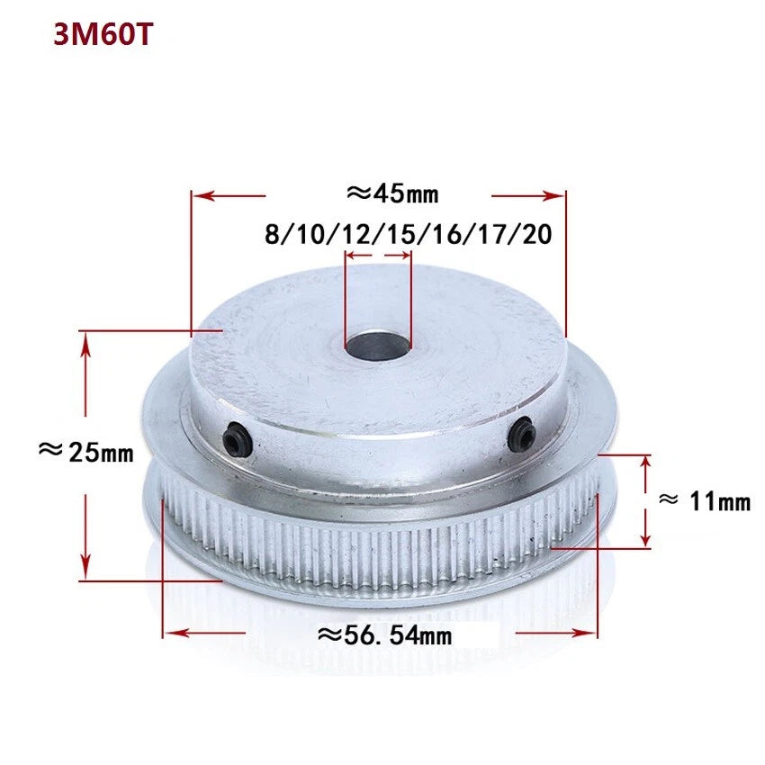 HTD-3M 12T-150T Timing Belt Pulley Pitch 3mm Tooth Width 11mm Synchronous Wheel
