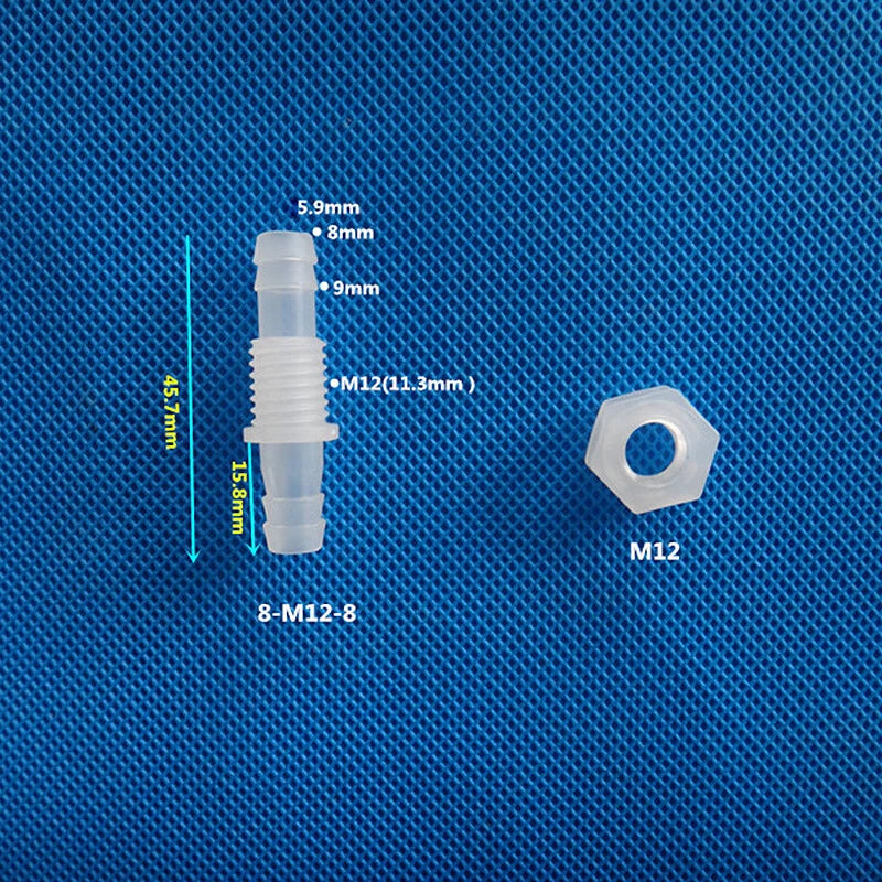 Plastic Bulkhead Fitting — Straight Hose Barb Threaded Connector with Nut