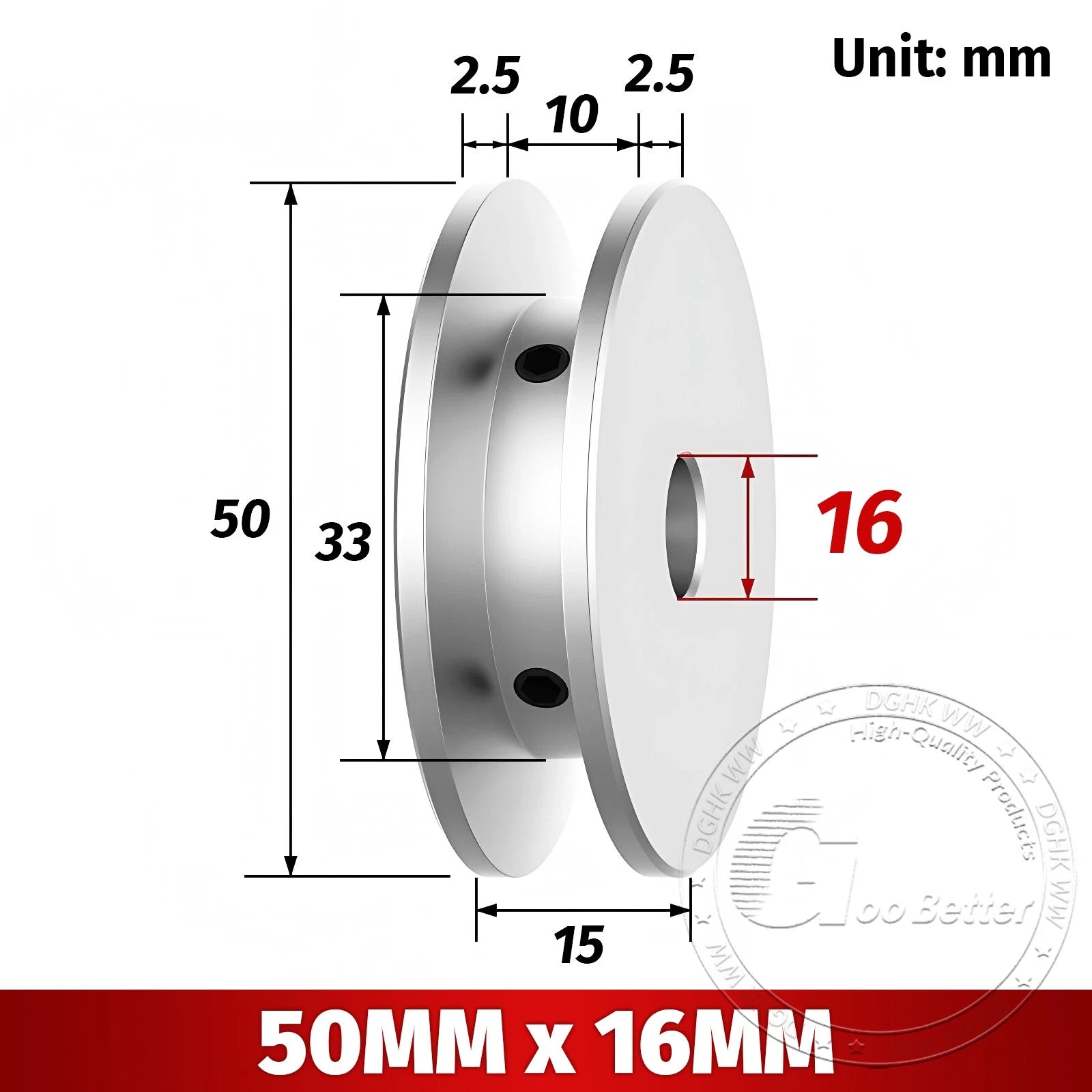 V-Groove Aluminum Drive Pulley For V-Belt Pulleys Groove 10mm OD 40/50/60/80mm