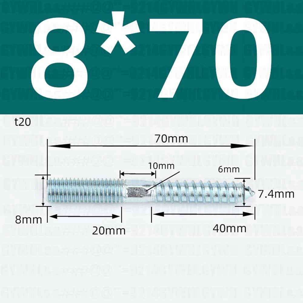 M6 M8 M10 Hanger Bolts – Zinc Plated Steel Torx Drive, Headless Furniture Wood Screws for Sofa Legs & Mounting