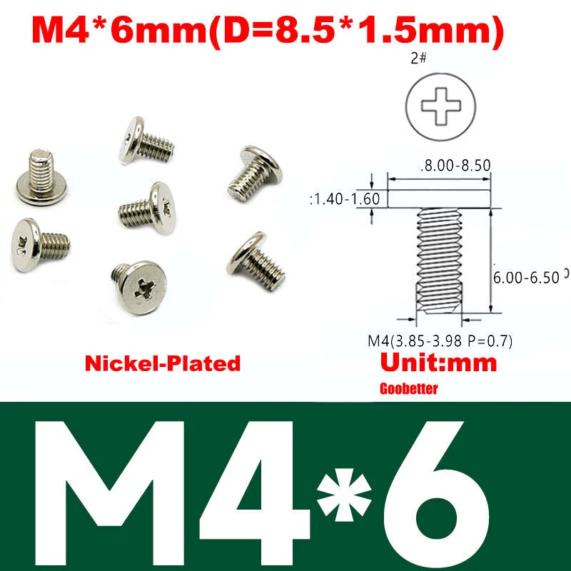 CM2/CM2.5/CM3/CM4 Ultra Thin Wafer Flat Head Phillips Screws – For Laptop & Computer Repair (M2–M4)