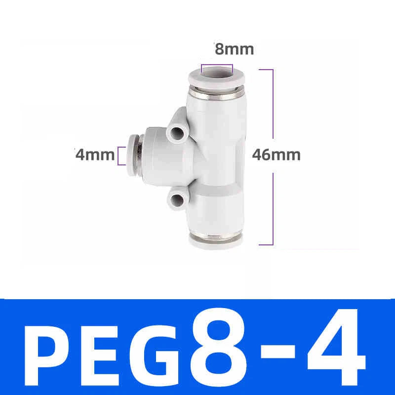 White Pneumatic Push Fit Connector Tube Pipe Joiner Air Water Lines Hose 4-16mm