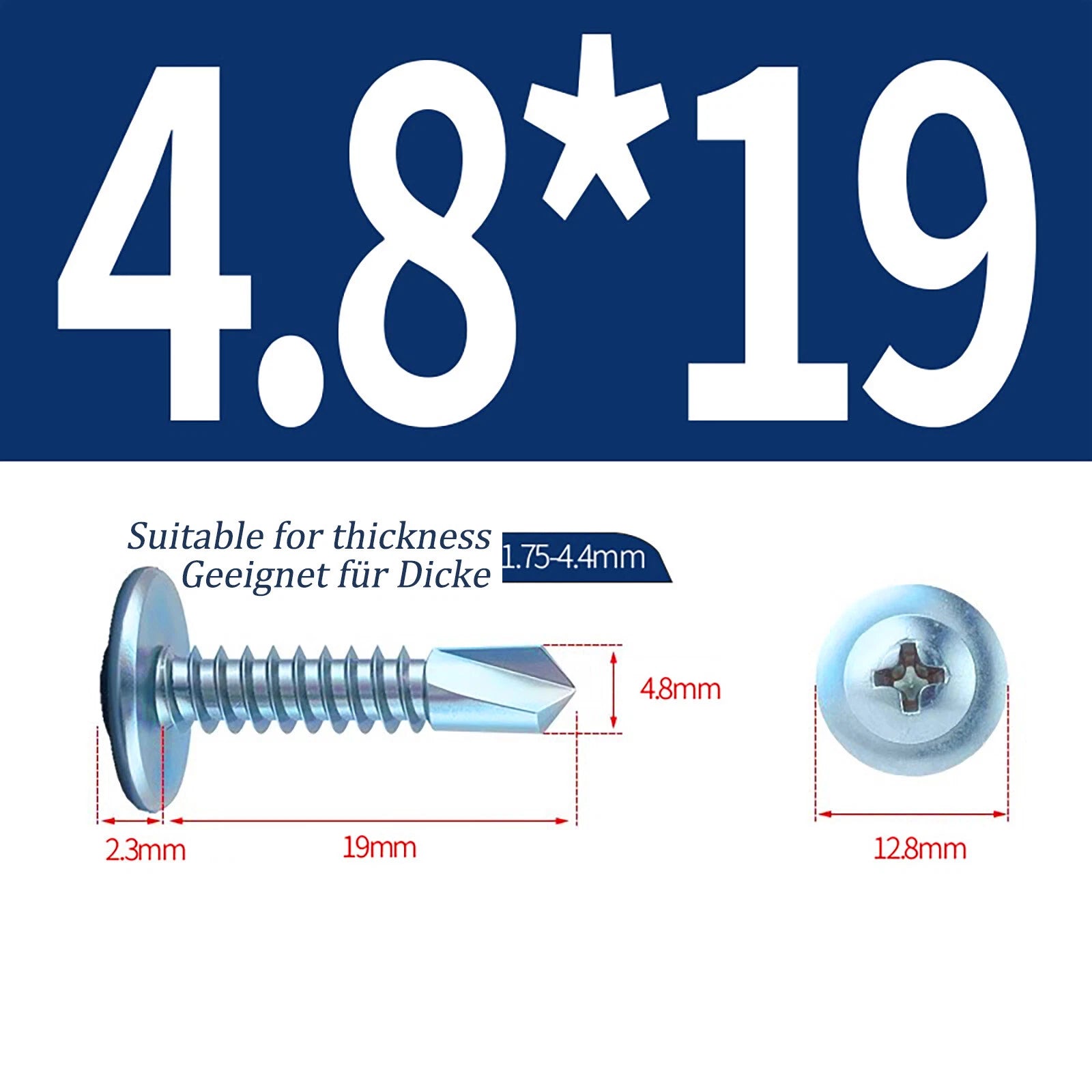 Self Drilling Wafer Head Screws – 304/410 Stainless & Galvanized Steel, M4.2 M4.8