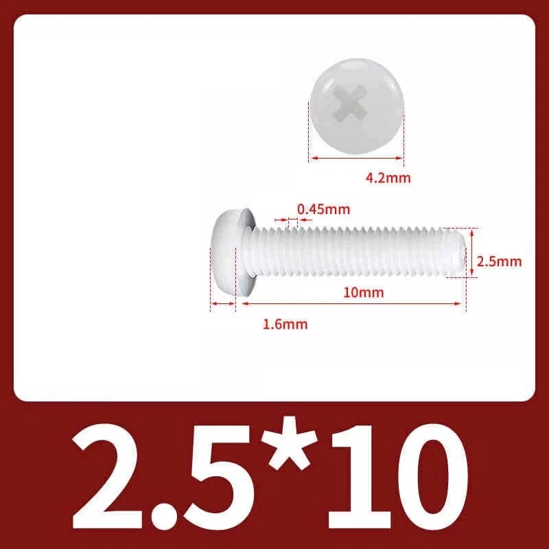 White Nylon Phillips Pan Head Machine Screws – M2 to M8, Non‑Conductive & Corrosion‑Free (PA66)