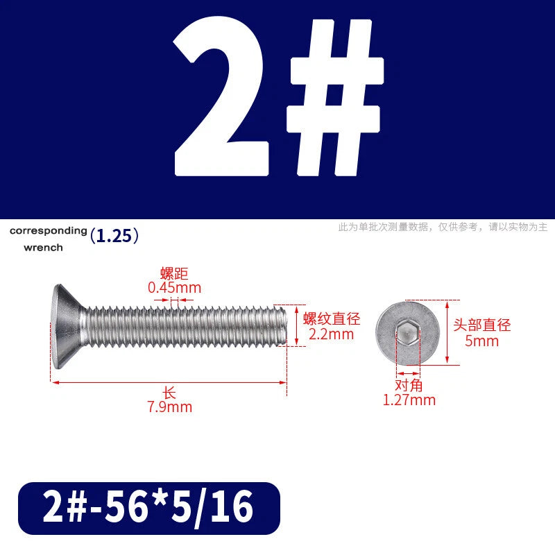 UNC Countersunk Socket Cap Screws A2 Stainless Steel — #2-56 to 5/16-18