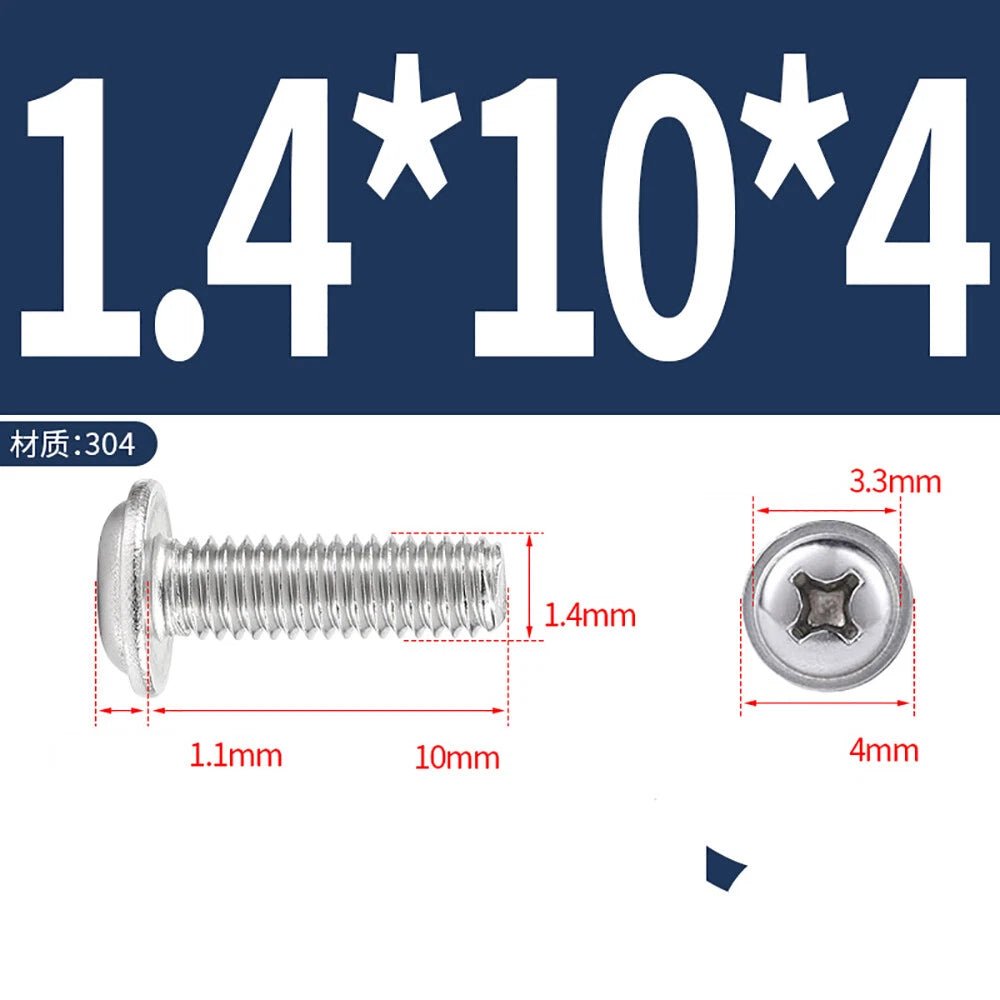 Phillips Flanged Button Head Screws M1.4–M6 | 304 Stainless Steel - HomeDIYer