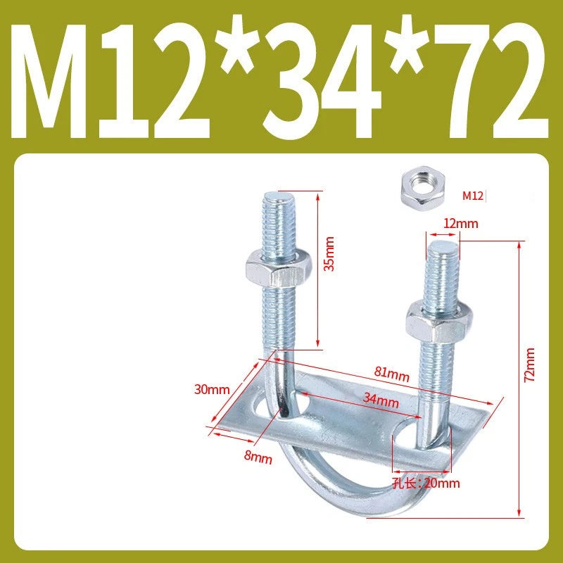 Round U-Bolts Sets Steel 16mm-219mm Inner Width M6 M8 M0 M12 with Nut, Plate