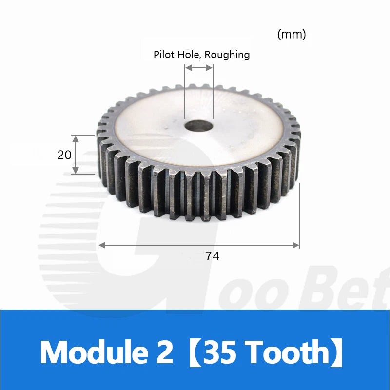 Mod 1 1.5 2 2.5 3 4 5 Spur Gear C45 Steel 12 Tooth - 160 Tooth Motor Pinion Flat