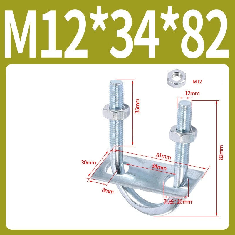 Round U-Bolts Sets Steel 16mm-219mm Inner Width M6 M8 M0 M12 with Nut, Plate