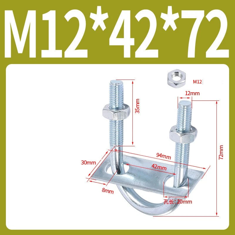 Round U-Bolts Sets Steel 16mm-219mm Inner Width M6 M8 M0 M12 with Nut, Plate