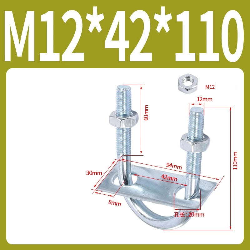 Round U-Bolts Sets Steel 16mm-219mm Inner Width M6 M8 M0 M12 with Nut, Plate