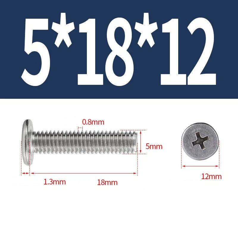 M1–M8 Ultra Thin Flat Head Phillips Machine Screws – A2 Stainless Steel, Fully Threaded