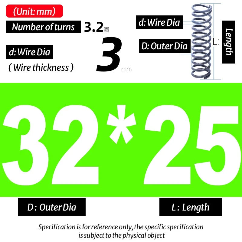Compression Spring Pressure Big, Wire Dia 3.0mm Diameter 16-40mm Length 20-200mm