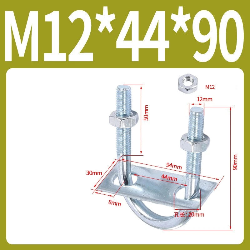 Round U-Bolts Sets Steel 16mm-219mm Inner Width M6 M8 M0 M12 with Nut, Plate