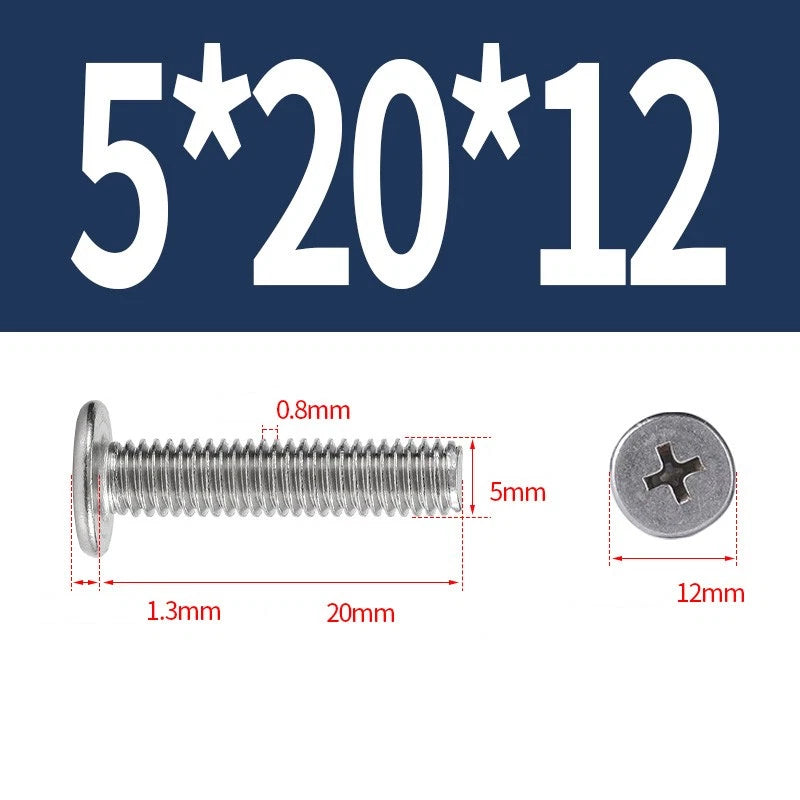 M1–M8 Ultra Thin Flat Head Phillips Machine Screws – A2 Stainless Steel, Fully Threaded