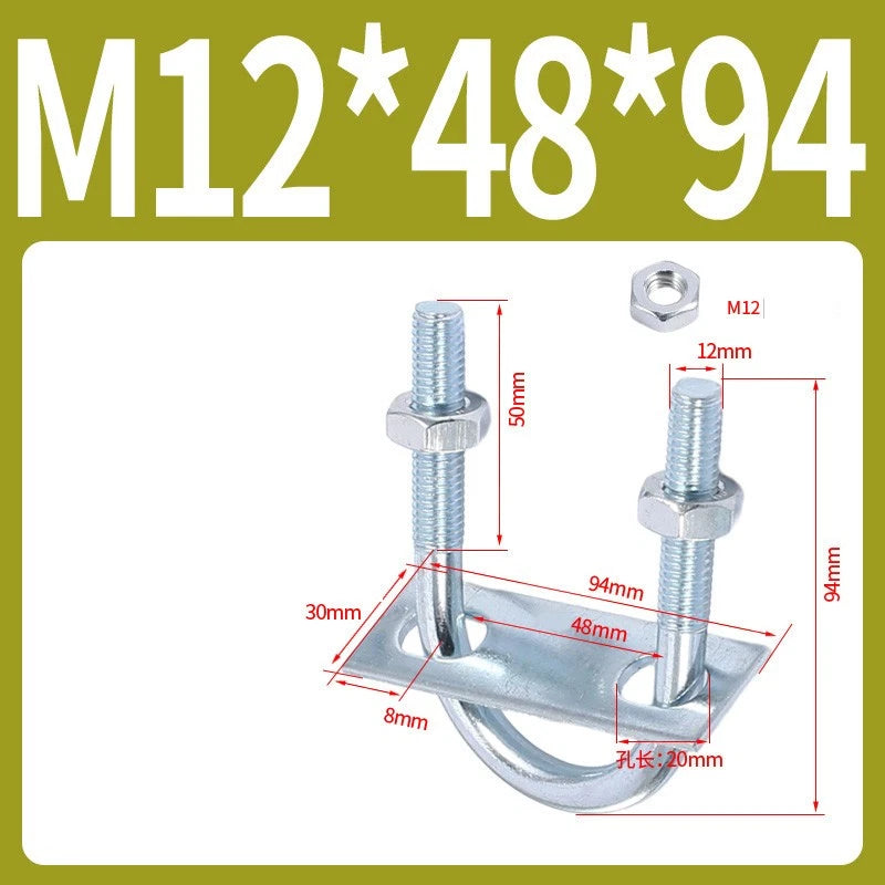 Round U-Bolts Sets Steel 16mm-219mm Inner Width M6 M8 M0 M12 with Nut, Plate