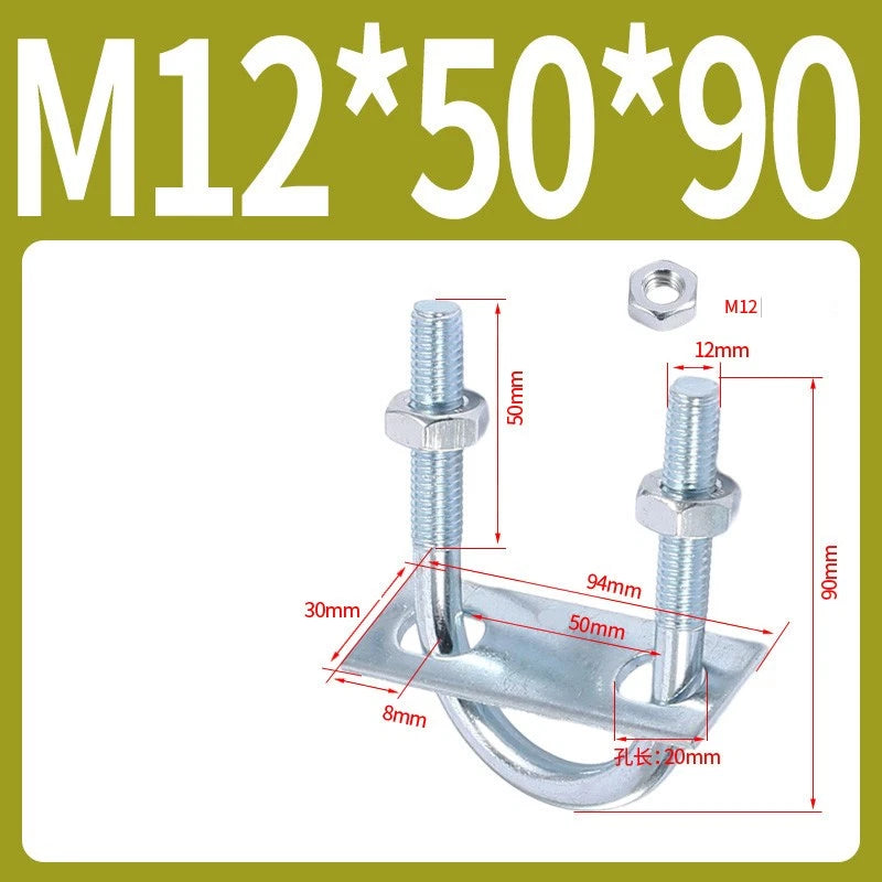 Round U-Bolts Sets Steel 16mm-219mm Inner Width M6 M8 M0 M12 with Nut, Plate