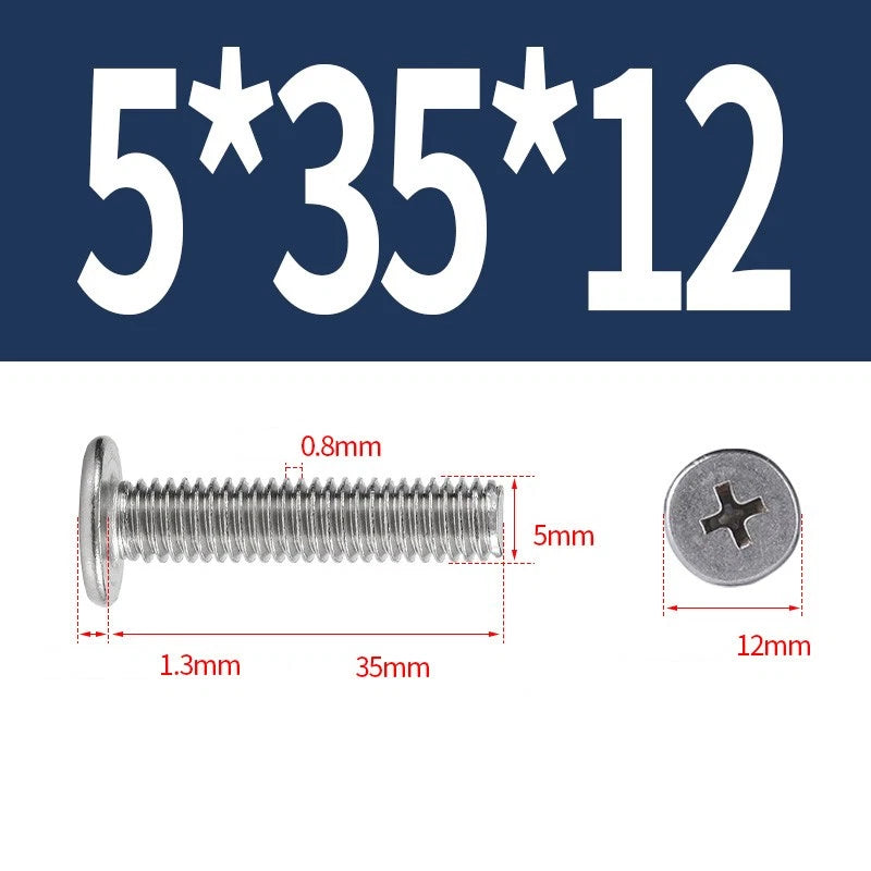 M1–M8 Ultra Thin Flat Head Phillips Machine Screws – A2 Stainless Steel, Fully Threaded