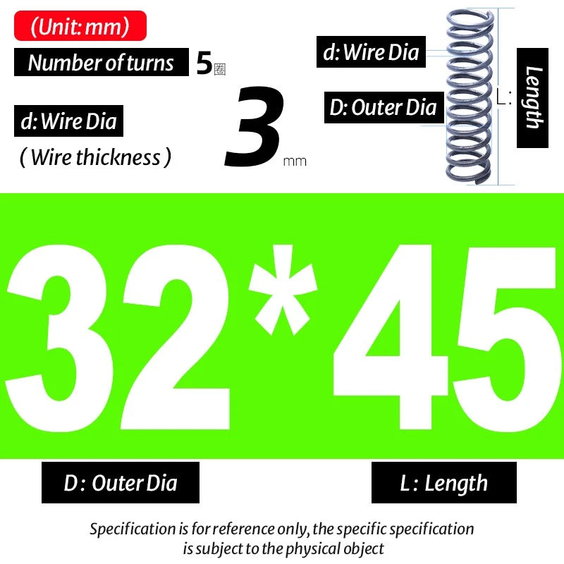 Compression Spring Pressure Big, Wire Dia 3.0mm Diameter 16-40mm Length 20-200mm